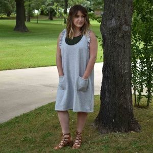 Grey Racerback Grey Dress with Pockets